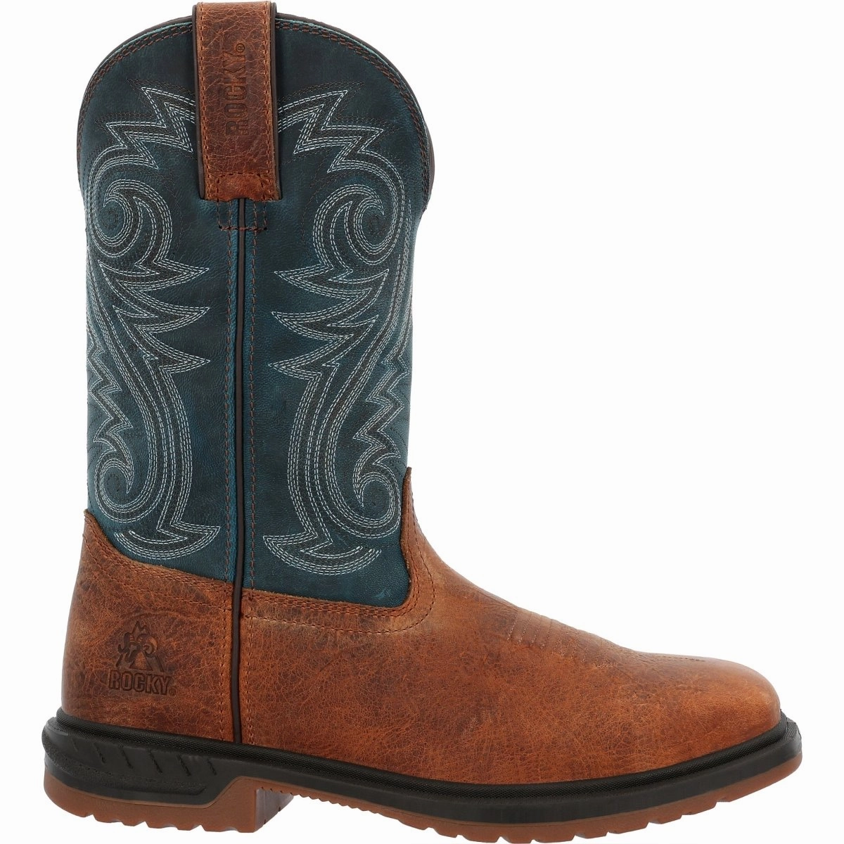 Rocky Worksmart Men's 11?? Waterproof Western Boots Rkw0429 In Brown Breathable Uppers Feather Light Rough Terrain
