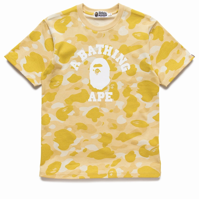 Korean Fresh Saga Fit A Bathing Ape Color Camo College Tee - Yellow