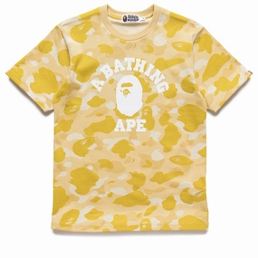 Korean Fresh Saga Fit A Bathing Ape Color Camo College Tee - Yellow
