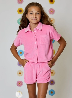 Pink Blast S/S Top ReflectiveTrimDetails