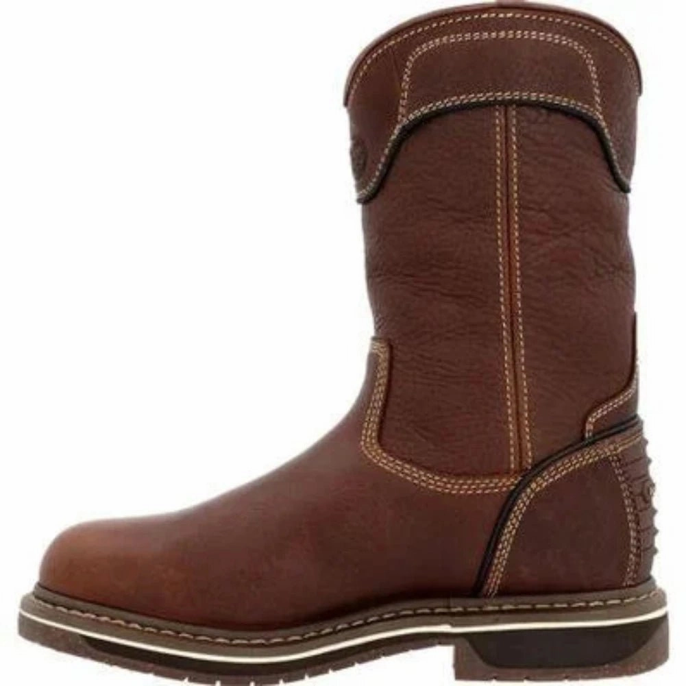 Georgia Boot Amp Lt Edge Women's Pull On Work Boots Gb00516 In Brown Bootie Cut Breathable Morning Walk