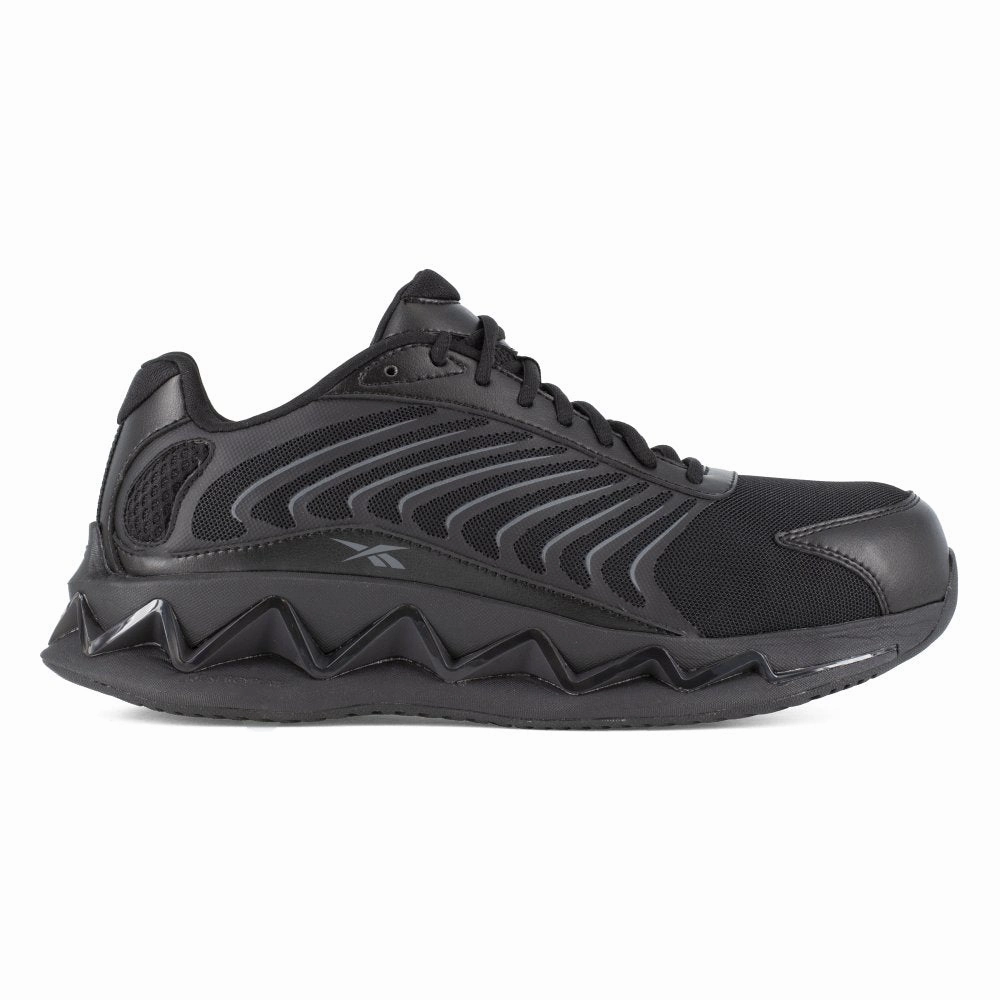 All-day Comfort Max Durability Reebok Women's Zig Elusion Heritage Low Cut Work Sneaker Composite Toe Rb302 In Black