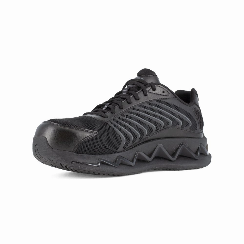 Slip-resistant Cushioning Stability Fit Shoes Reebok Women's Zig Elusion Heritage Low Cut Work Sneaker Composite Toe Rb302 In Black