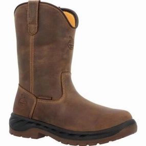 Cold Trek Grippy Outsole Rough Terrain Georgia Boot Ot Men's Pull On Work Boots Gb00523 In Brown