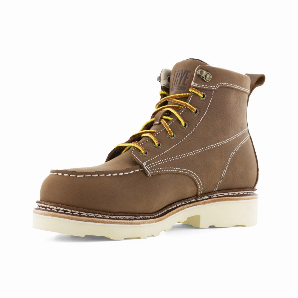 Frye 6" Men's Waterproof Crafted Work Boot Steel Toe Fr40302 In Brown Professional Grade