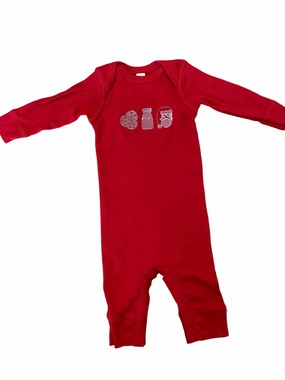 Santa's Milk & Cookies Embroidered L/S Romper LayeredConstruction