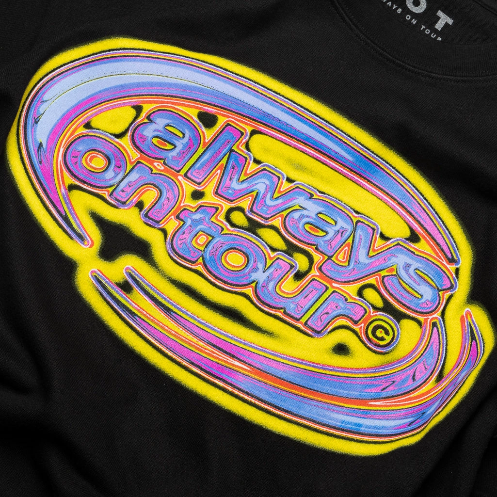 Always On Tour Melted Spinner Tee - Black MoistureManagement Technology BreathableMesh