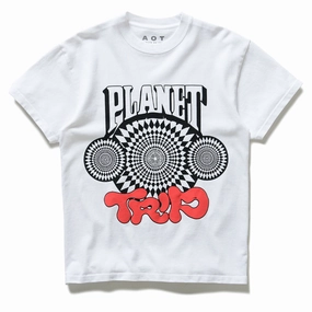 Always On Tour Planet Trip Tee - White Sustainable Wear Layered Paneling