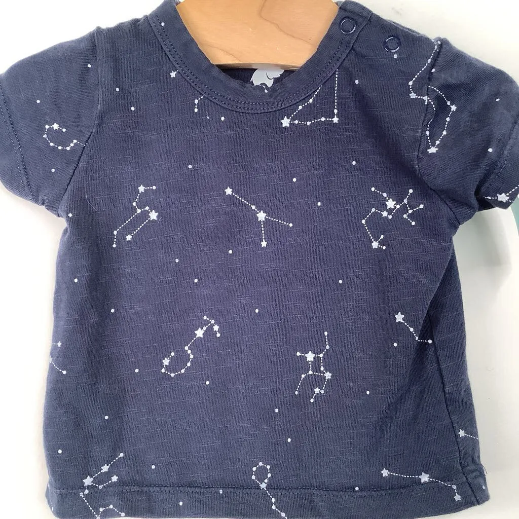 Size 3-6m: Monica   Andy Blue Constellations Print T-Shirt Cool and Relaxed Comfort and Fit