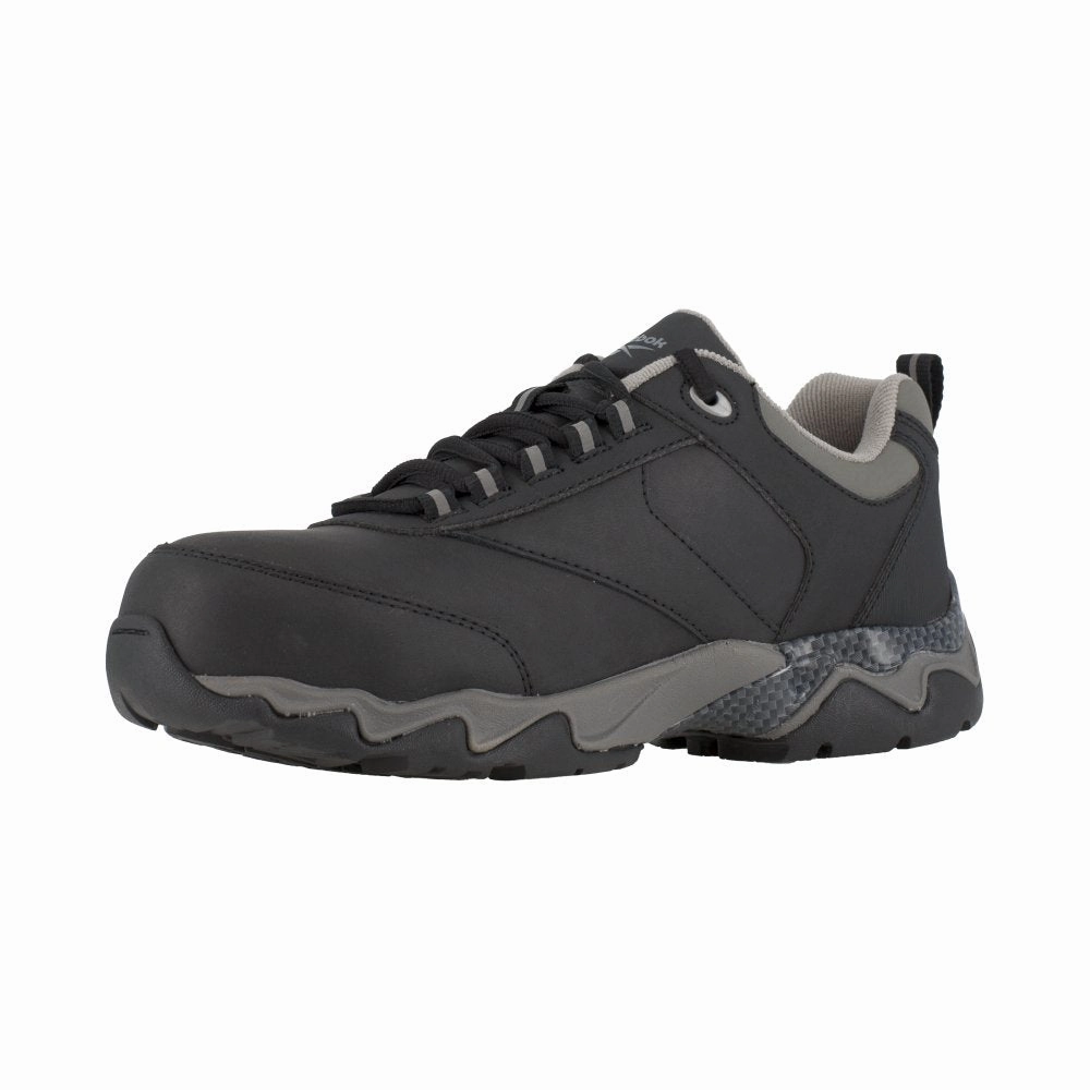 Reebok Beamer Athletic Work Shoe Men's Composite Toe Rb1062 In Black With Grey Trim rocky climb shoes cold weather running shoes