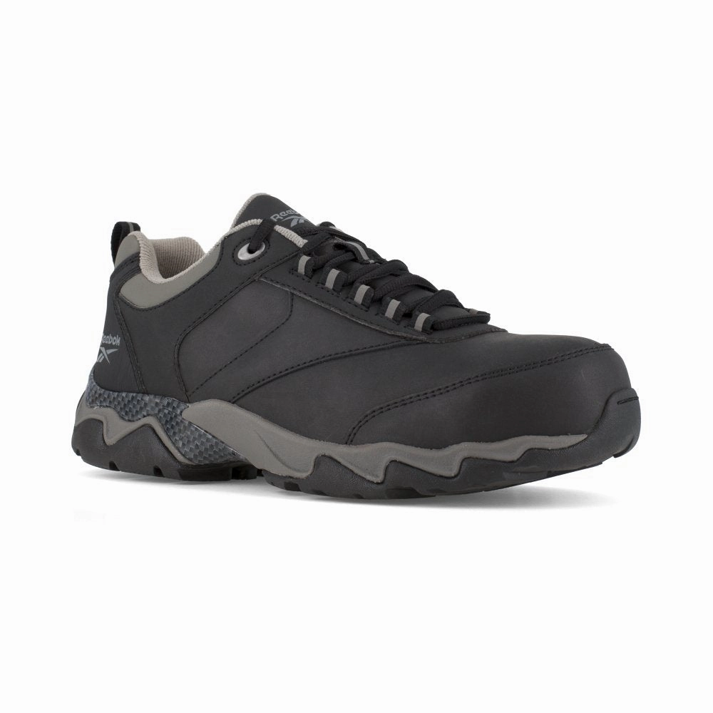 Eco Friendly Midsole flexible sole trail shoes Reebok Beamer Athletic Work Shoe Men's Composite Toe Rb1062 In Black With Grey Trim