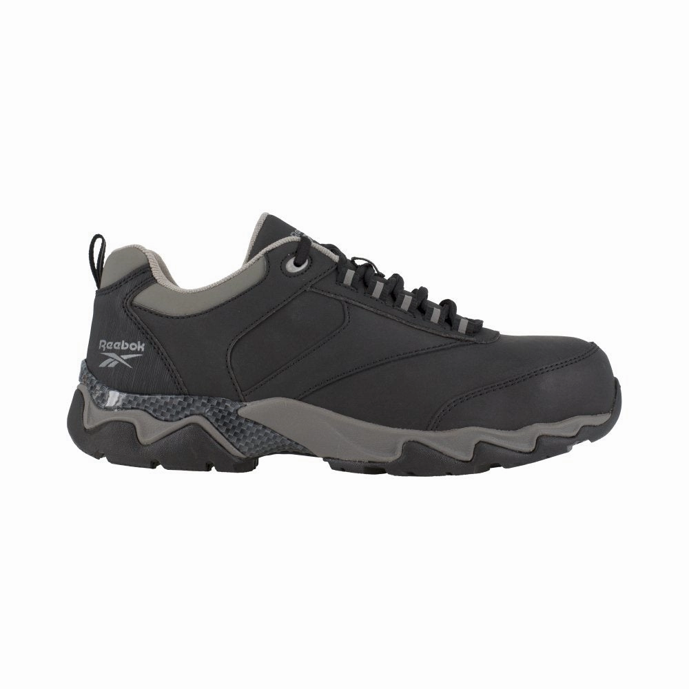 Reebok Beamer Athletic Work Shoe Men's Composite Toe Rb1062 In Black With Grey Trim Eco Durable Outsole