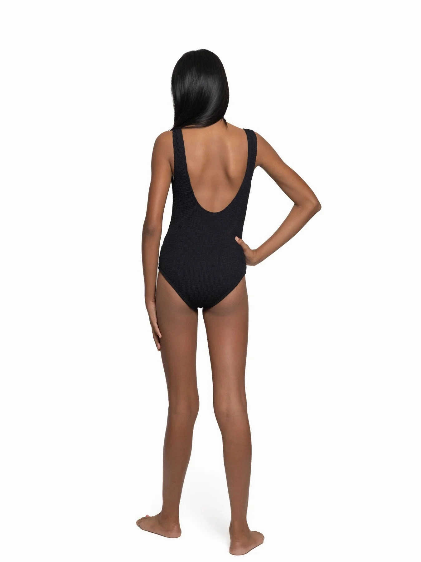 Fur Fit StainReleaseCoating Annie - Black Crinkle One Piece Swimsuit