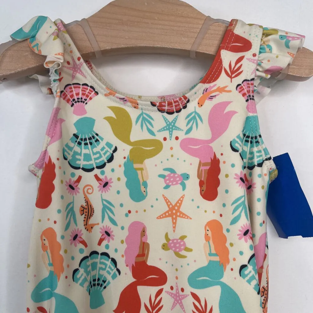 Size 6-12m (70): Hanna Andersson Pink Teal Mermaid 1pc Swimsuit Anti Slip Waist Gripper Machine-washable