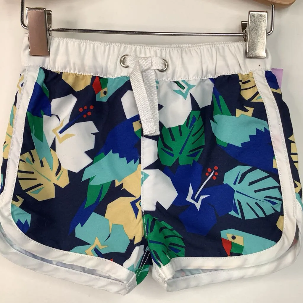 Saltwater Resistant Size 3-6m (60): Hanna Andersson Blue Geometric Leaves Swim Shorts