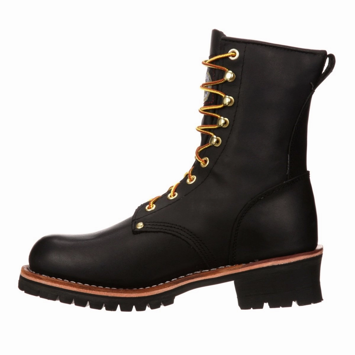 Western Pattern Georgia Boot Loggers Men's Waterproof Soft Toe Boots G8120 In Black