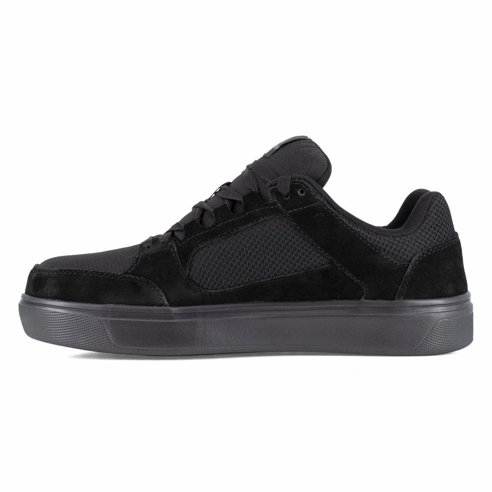 Volcom Women's Skate Inspired Composite Toe Work Shoe Evolve Vm30232f In Triple Black Steel Toe Secure Cushion
