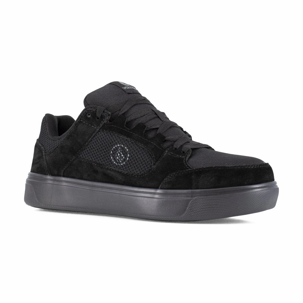 Volcom Women's Skate Inspired Composite Toe Work Shoe Evolve Vm30232f In Triple Black Comfort Fitting