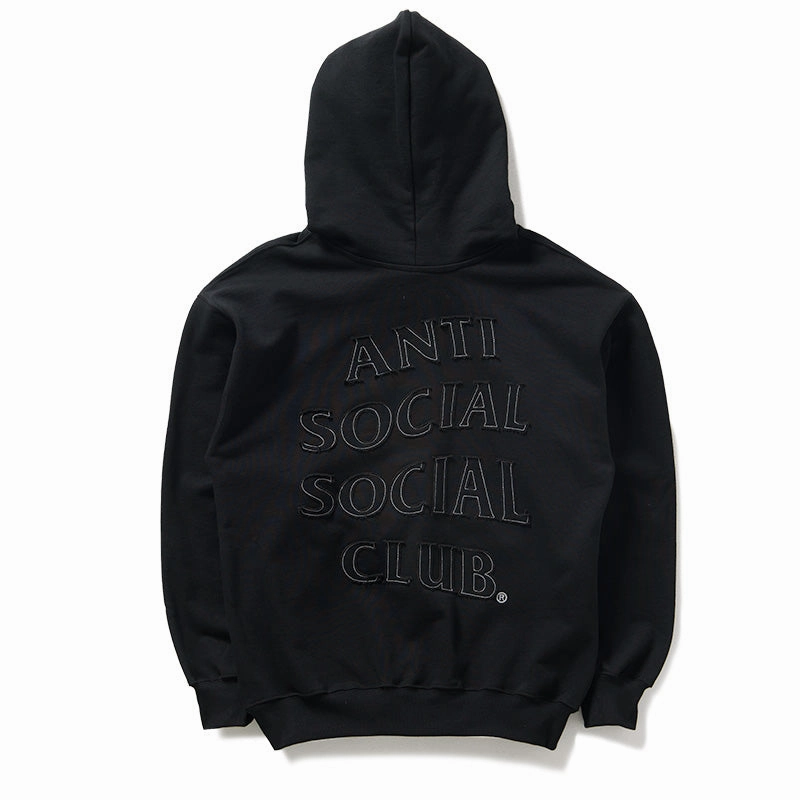 Street Style Anti Social Social Club Applique Mind Games Hoodie - Black