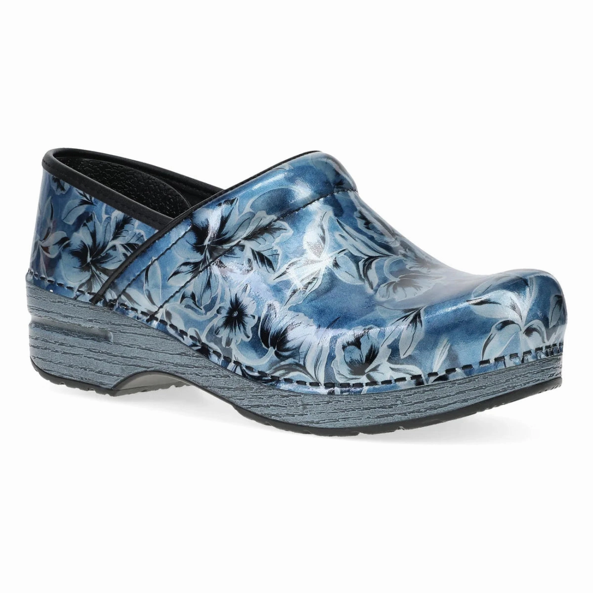 Dansko Professional Women's Classic Clog In Blue Vine Patent Washable Design