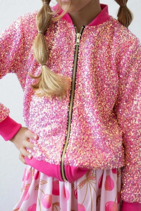 Cozy Sweater Hot Pink Sequin Jacket