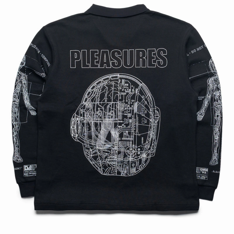 Pleasures Schematic L/S Polo - Black Gentle Breeze Photo Fit