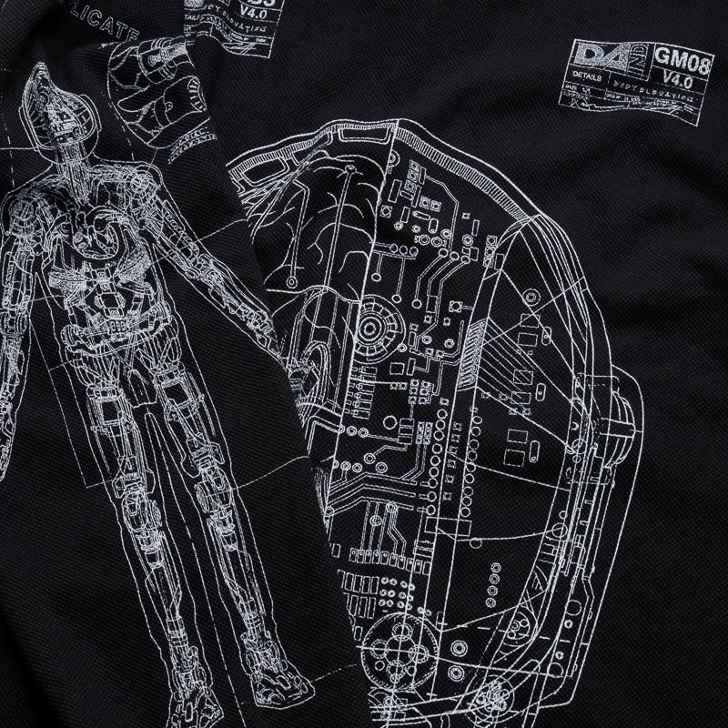 Pleasures Schematic L/S Polo - Black Strong Denim