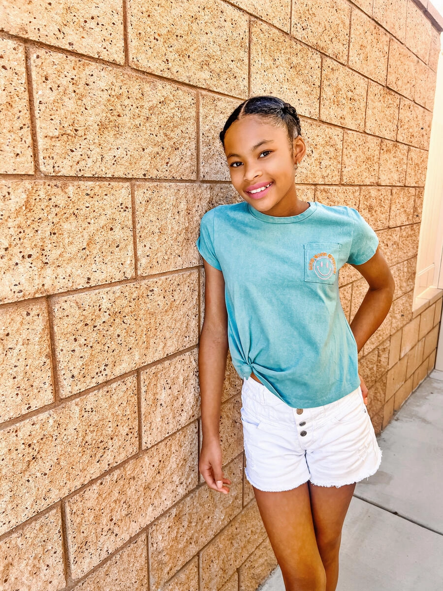 Good Mood Graphic Pocket Tee Adjustable Drawcord Dream Feel