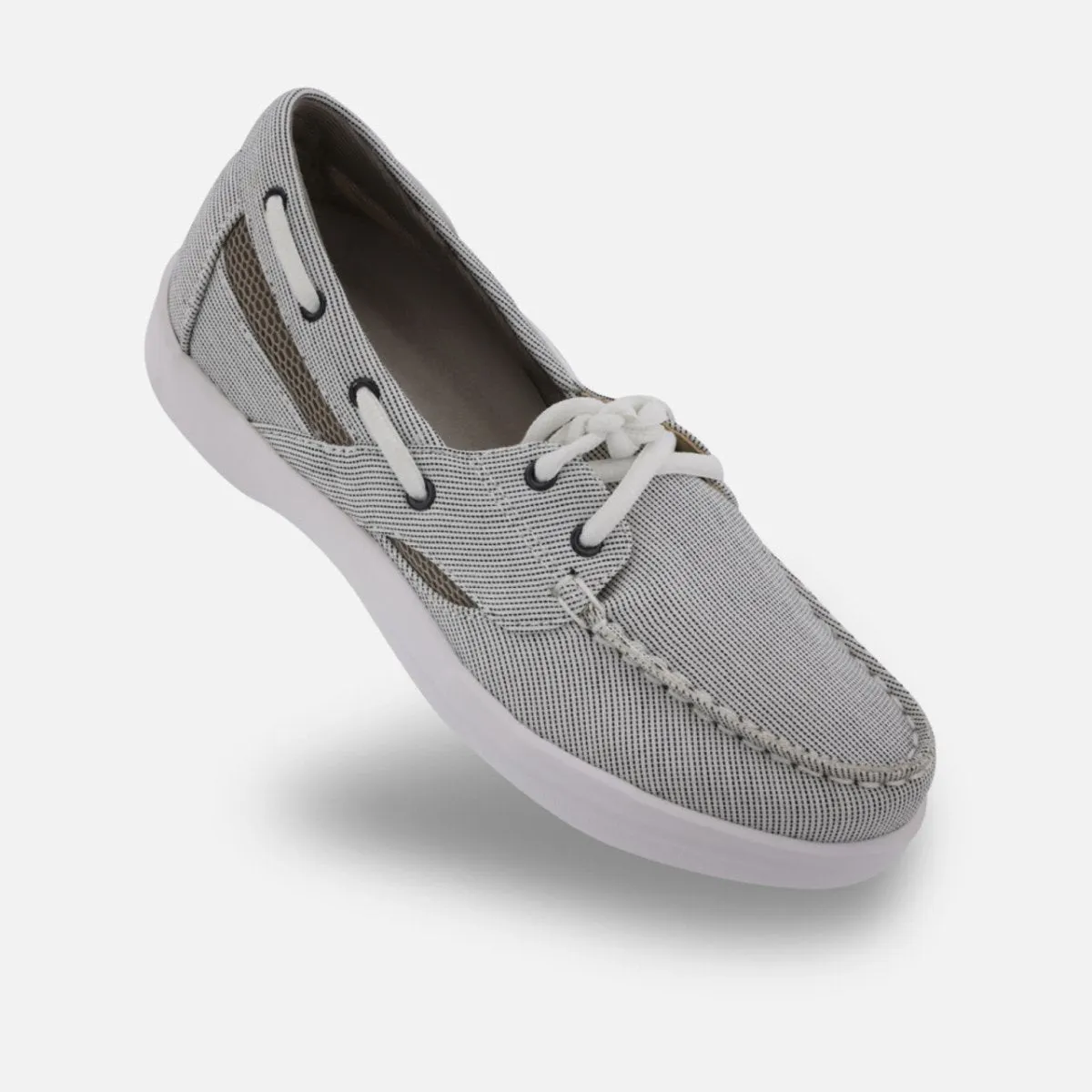 Apex A2210w Petals Sydney Canvas Women's Boat Shoes In Grey Elegant Casual