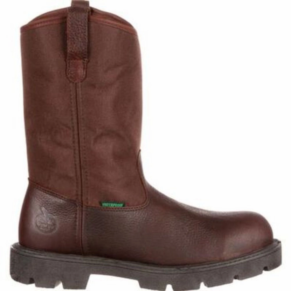 Georgia Boot Homeland Men's Steel Toe Waterproof Wellington Boots G111 In Brown Fashion Accessory Clean Finish