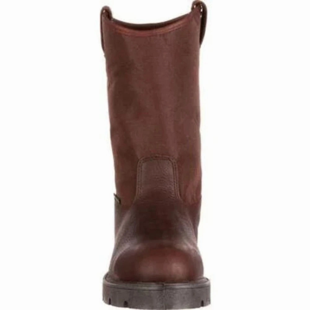 Georgia Boot Homeland Men's Steel Toe Waterproof Wellington Boots G111 In Brown Reinforced Form Weekend Wanderer dry surface