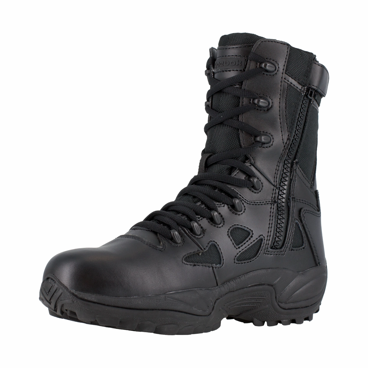 exploration running sneakers Reebok Work Rapid Response Waterproof RB RB8877 Men's 8" Stealth Boot with Side Zipper in Black