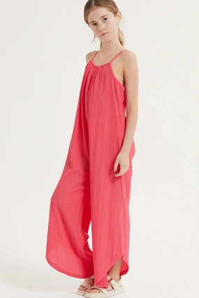 Low Care Asymmetrical Hem Crinkle Texture | Hot Pink