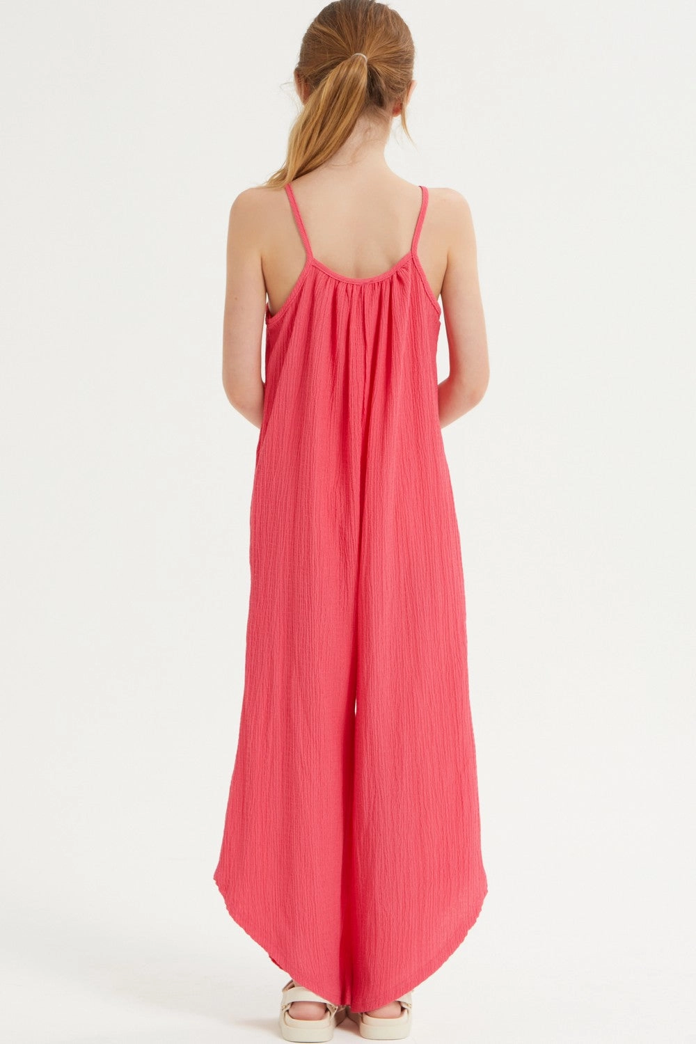 MatteFinishTexture Boho Light Asymmetrical Hem Crinkle Texture | Hot Pink