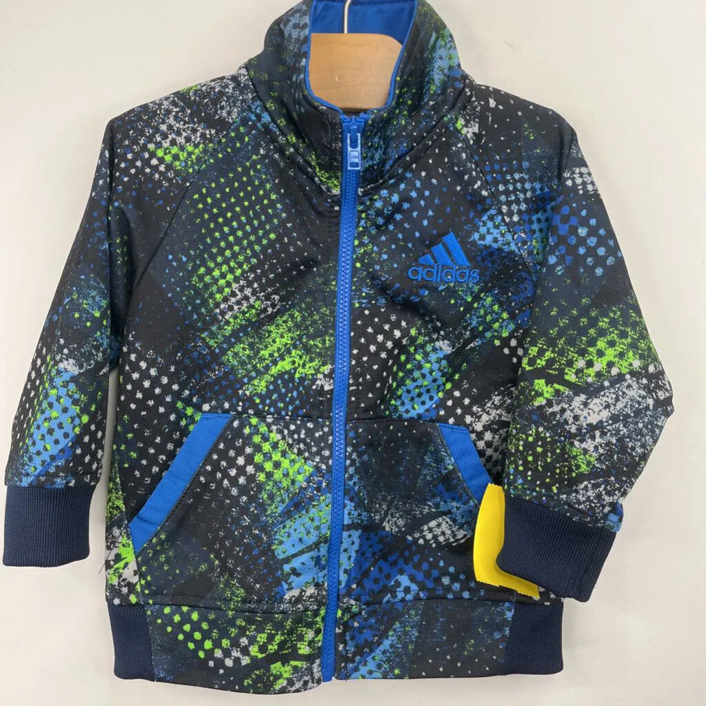 Size 12m: Adidas Black/Green/Blue Zip-Up Coat Fashionable Gradient colored children's wear