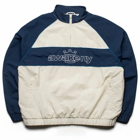 Awake NY Crown Logo Nylon Quarter Zip - Off White AntiPillingFabric HighNeckStyle