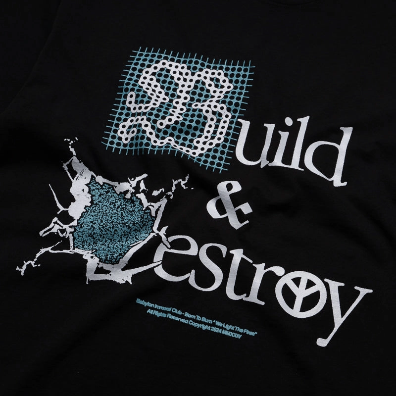 Versatile Hat Trendy Fashion Babylon Build & Destroy Tee - Black