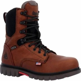 Minimal Design Rocky Usa Worksmart 8" Waterproof Composite Toe Men's Work Boots Rkk0403 In Brown