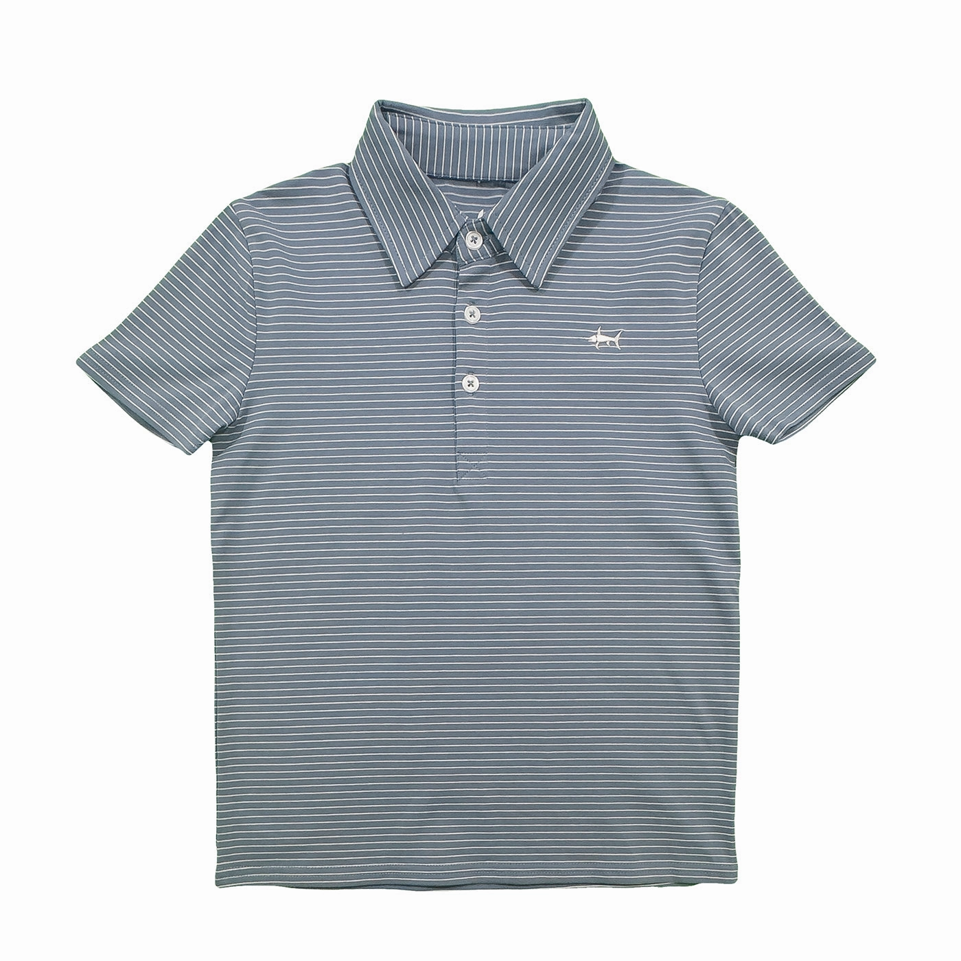 Office Mood Banks Performance Polo | Blue and White Stripe