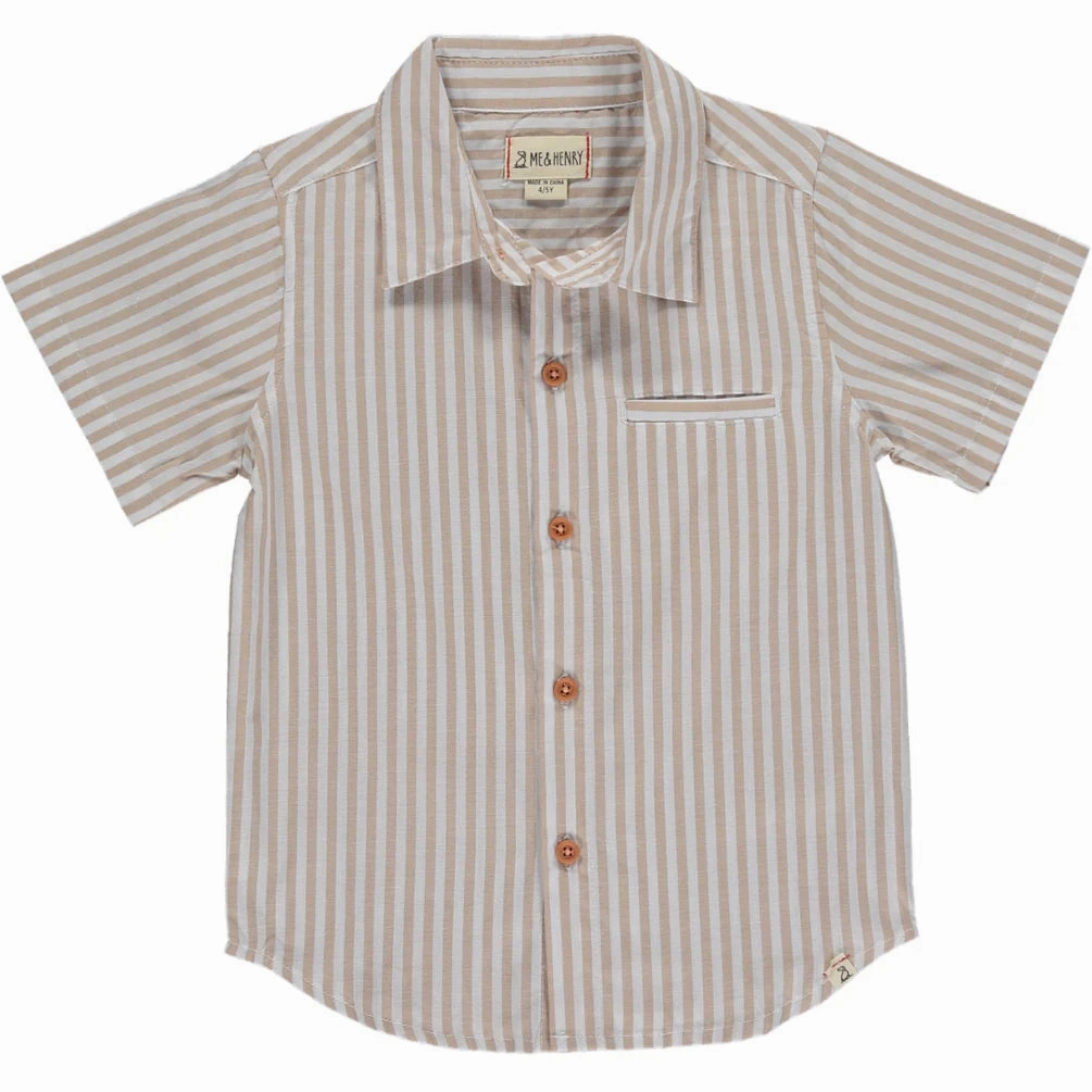Beige White Stripe Woven Shirt Rush Mode