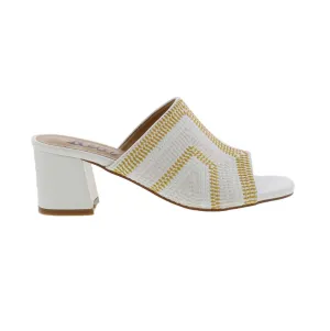 Bellini Faint Women Sandal In White Multi Woven Office-Ready Shoes