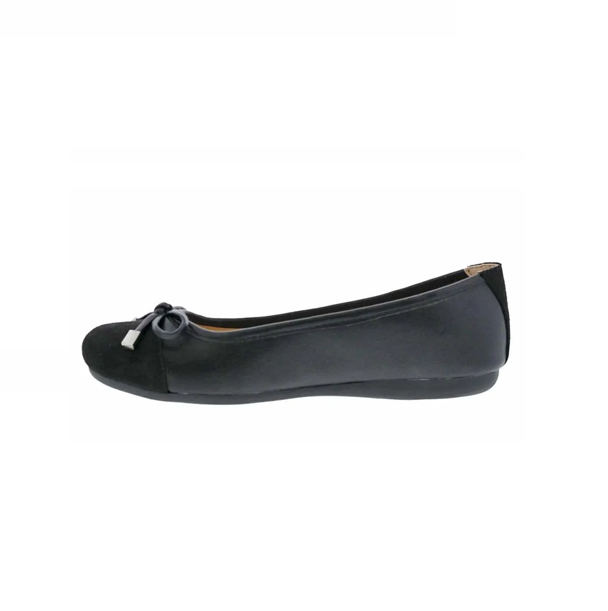 Bellini Sloop Women Flat In Black Faux Leather/black Microsuede Heel Grip
