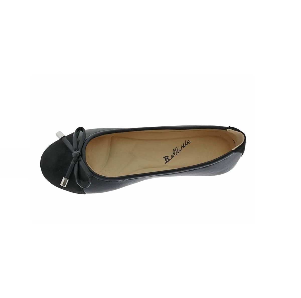 Clean Step Bellini Sloop Women Flat In Black Faux Leather/black Microsuede