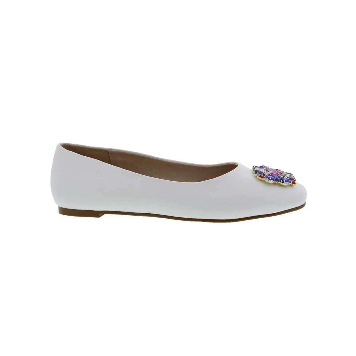 Bellini Sybil Women Slip-on Flat Shoes In White Smooth Power Step Hold Clear