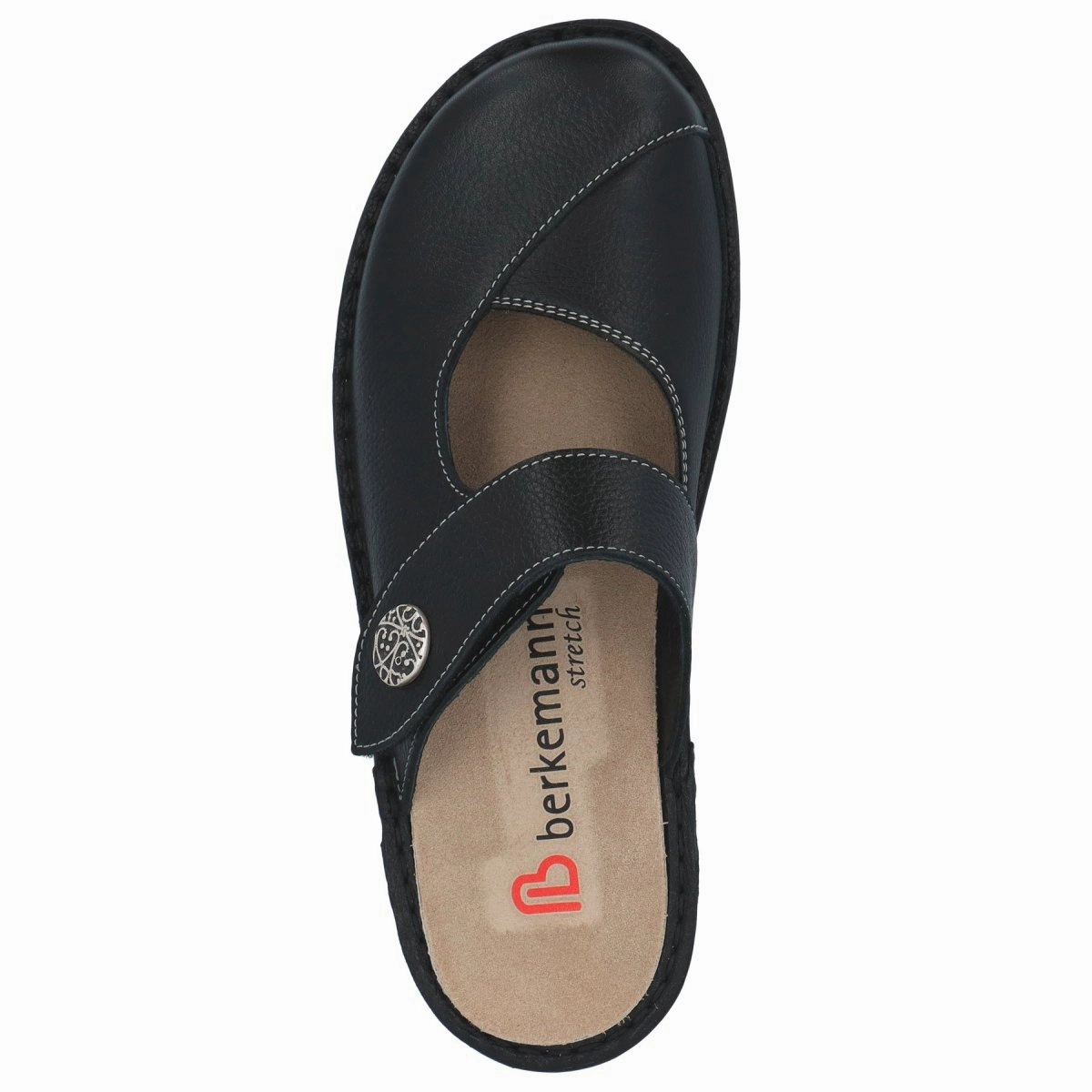 Removable Insole Berkemann Heliane Women's Clog In Black Leather/stretch