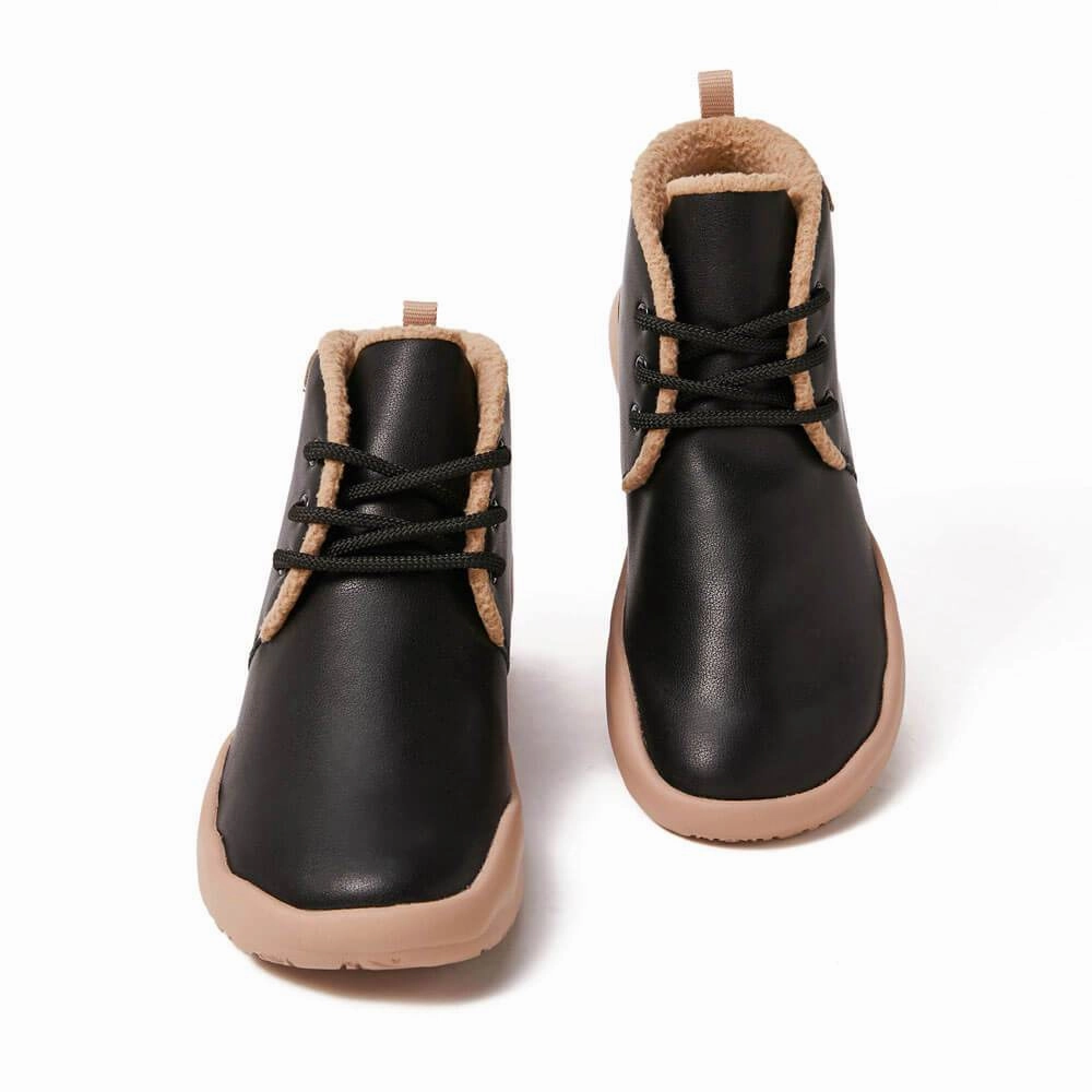 Bilbao Black Split Leather Lace-up Boots Men natural materials