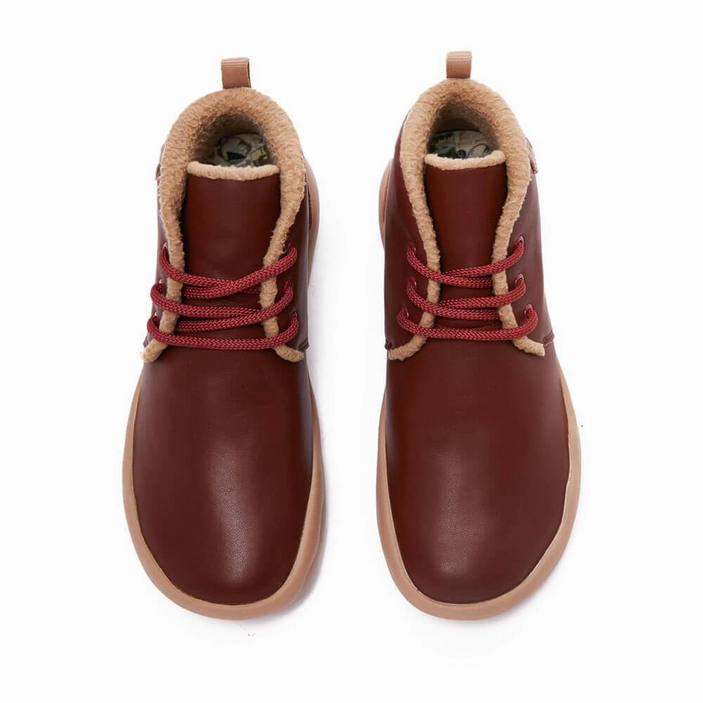 Zip   Up Design Ankle support system Bilbao Burgundy Split Leather Lace-up Boots Men