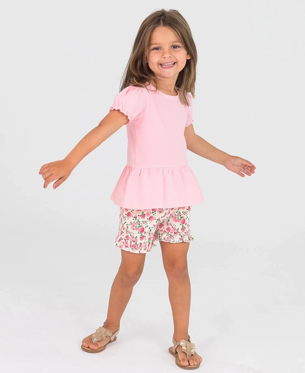 English Roses Knit Ruffle Trim Shorts Vacation Mood