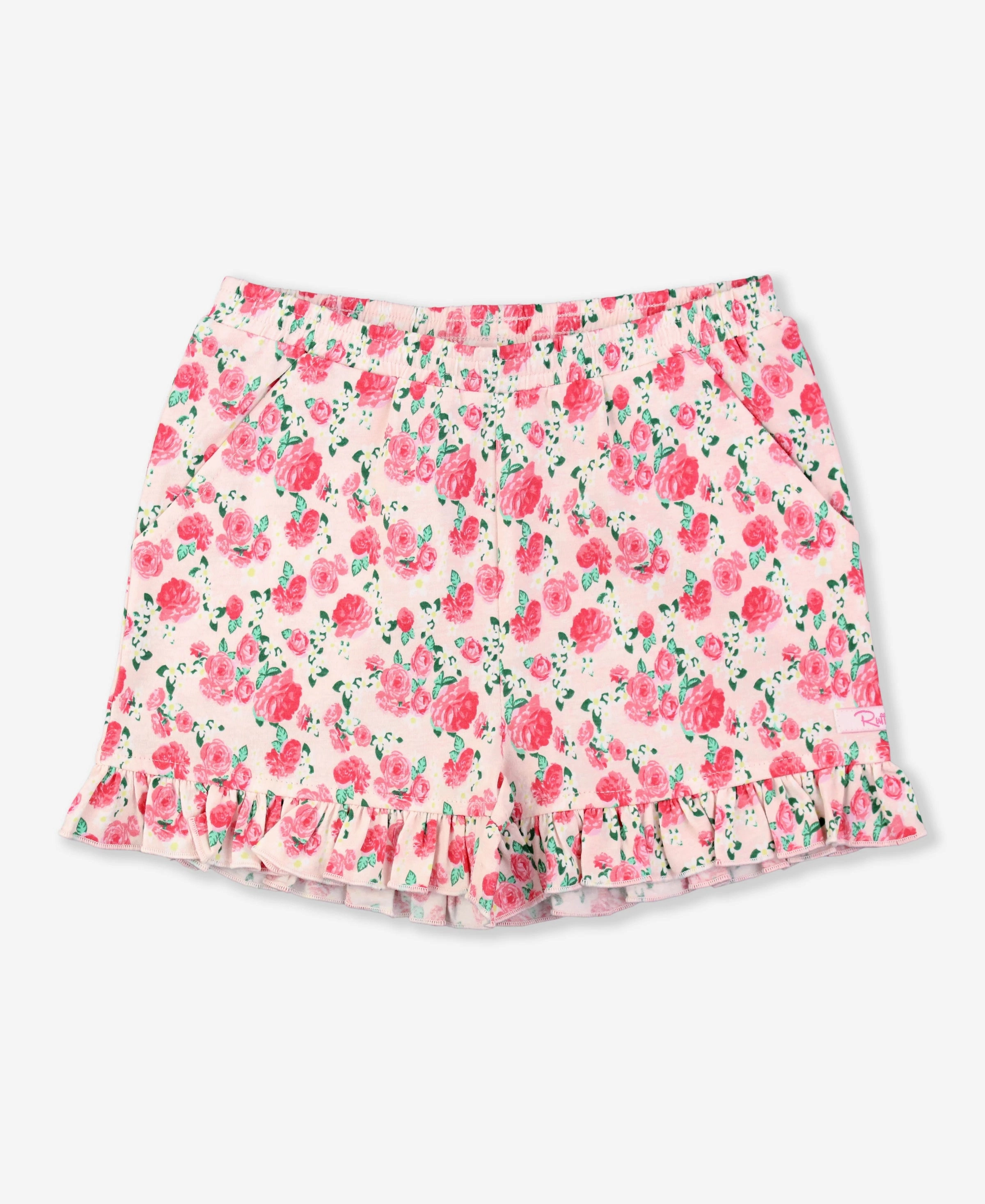 English Roses Knit Ruffle Trim Shorts Permanent Crease
