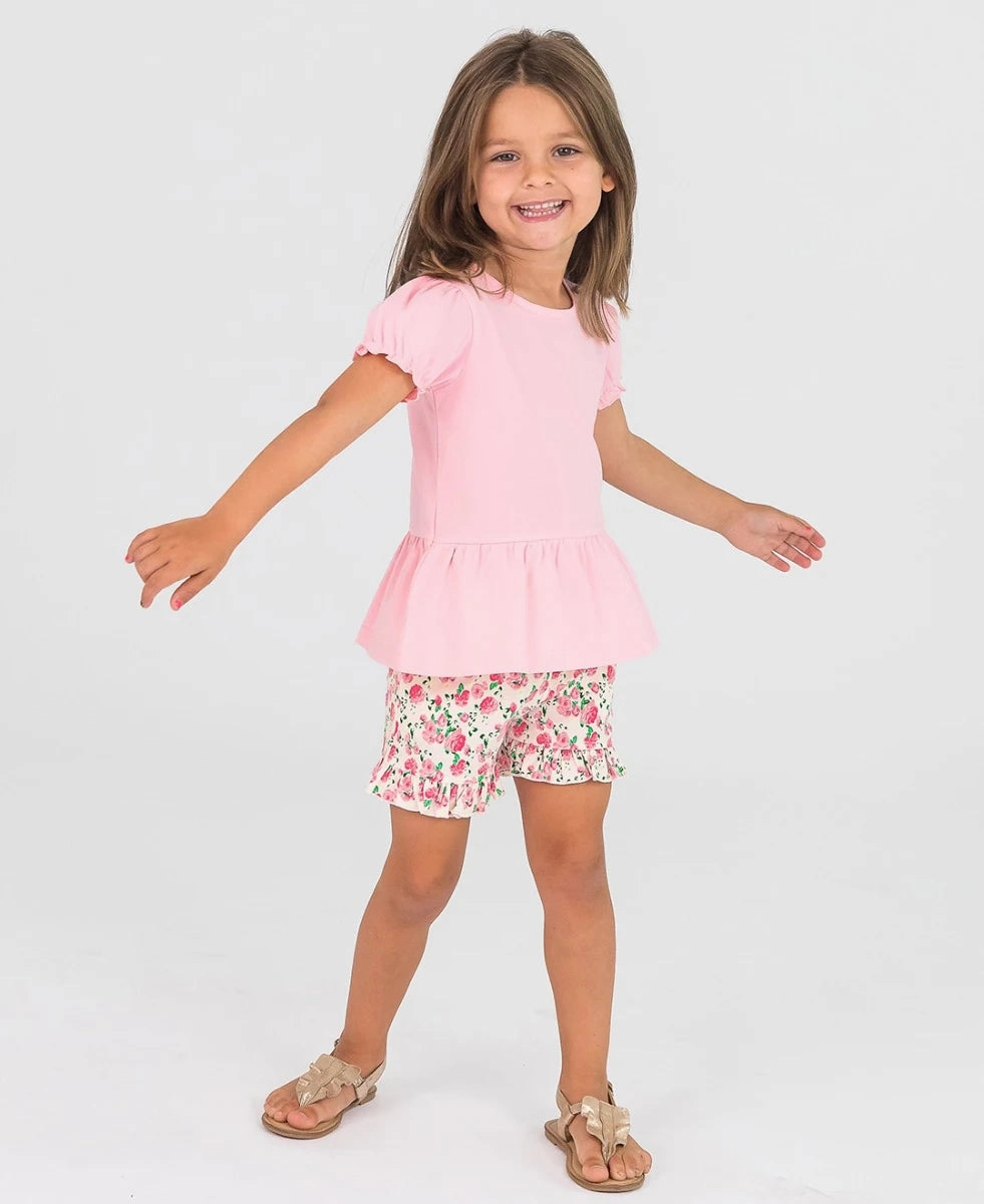 English Roses Knit Ruffle Trim Shorts UVProtection Heavy Silk